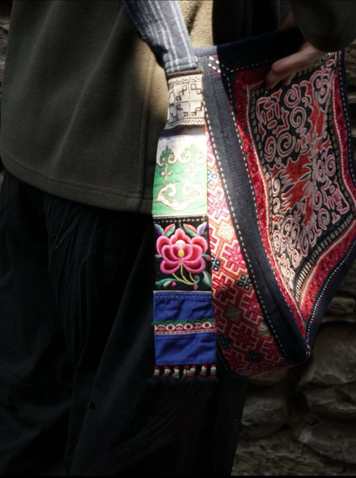 Ember’s Whisper | Vintage Yi Hand-Embroidered Crossbody Bag