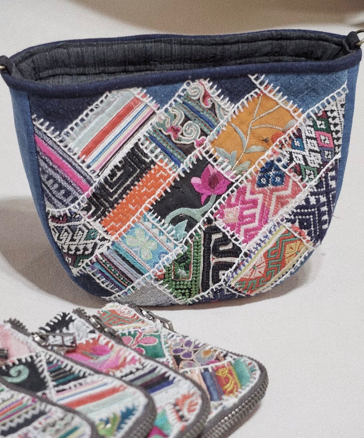 A Chorus of Pieces | Pouch with Mixed Vintage Embroidery