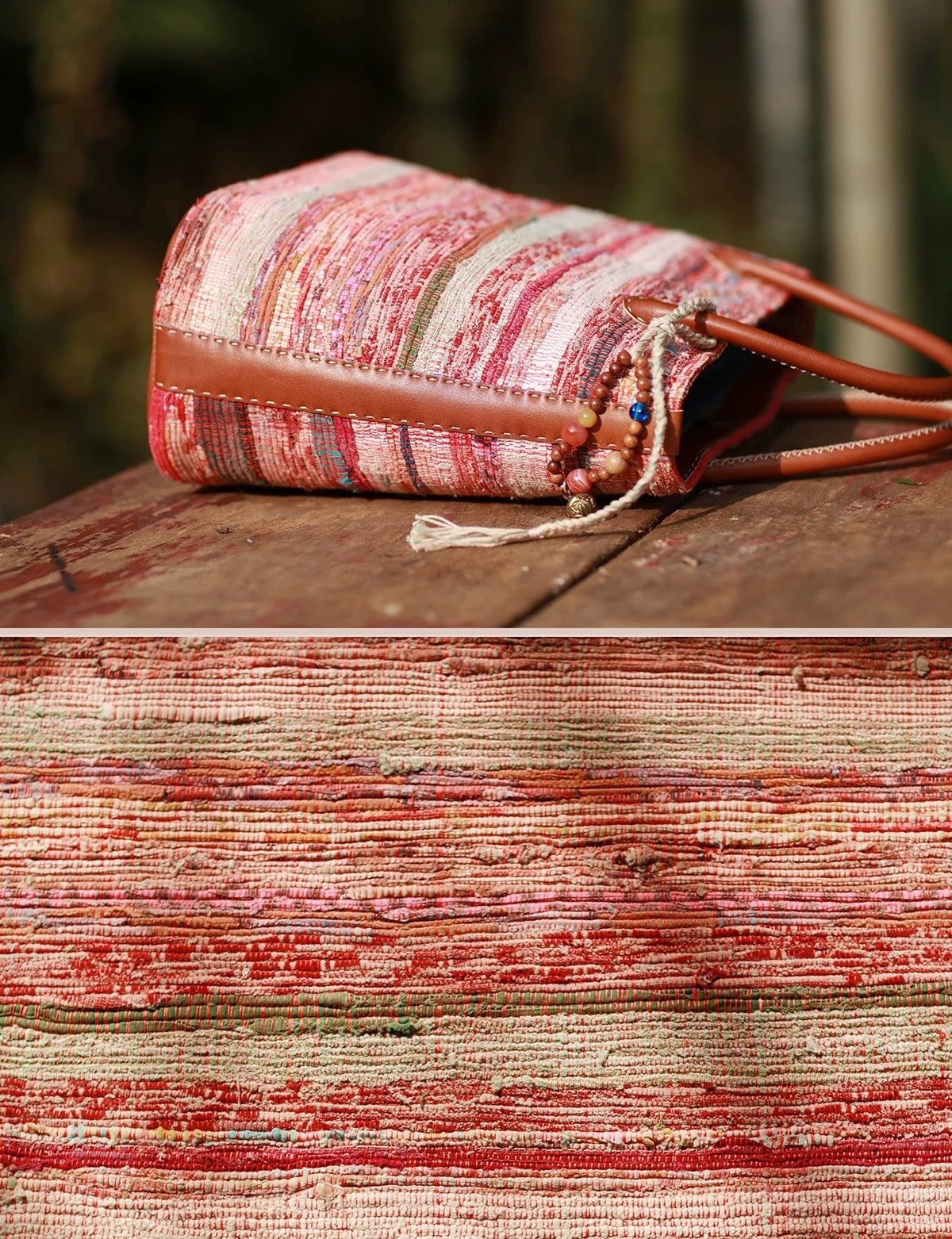 Morning Glow | Vintage Liezhi Tote in Sun-Washed Red