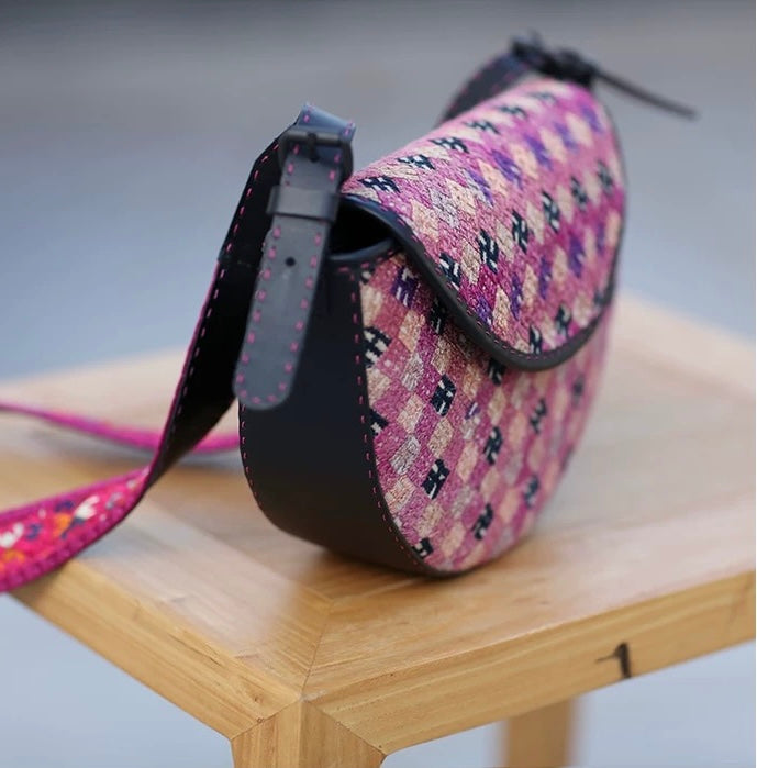 Eternal Spring | Vintage Zhuang Brocade Crescent Bag
