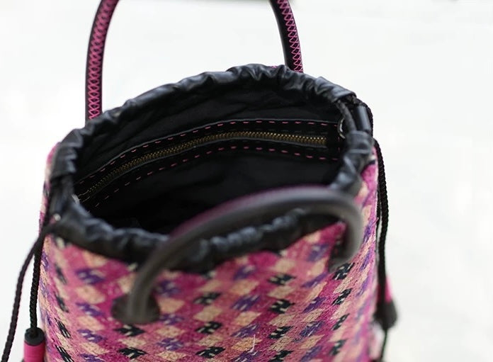 A Silent Bloom | Vintage Zhuang Brocade Drawstring Bag