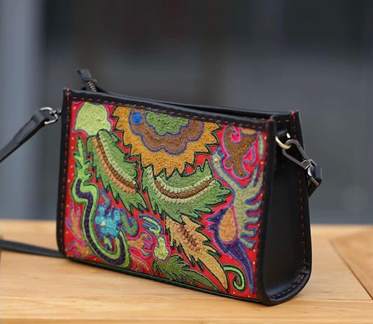 A Lively Field | Vintage Miao Braided Embroidery Crossbody Bag