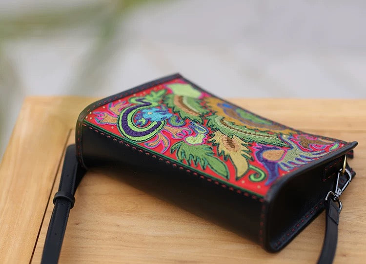 A Lively Field | Vintage Miao Braided Embroidery Crossbody Bag