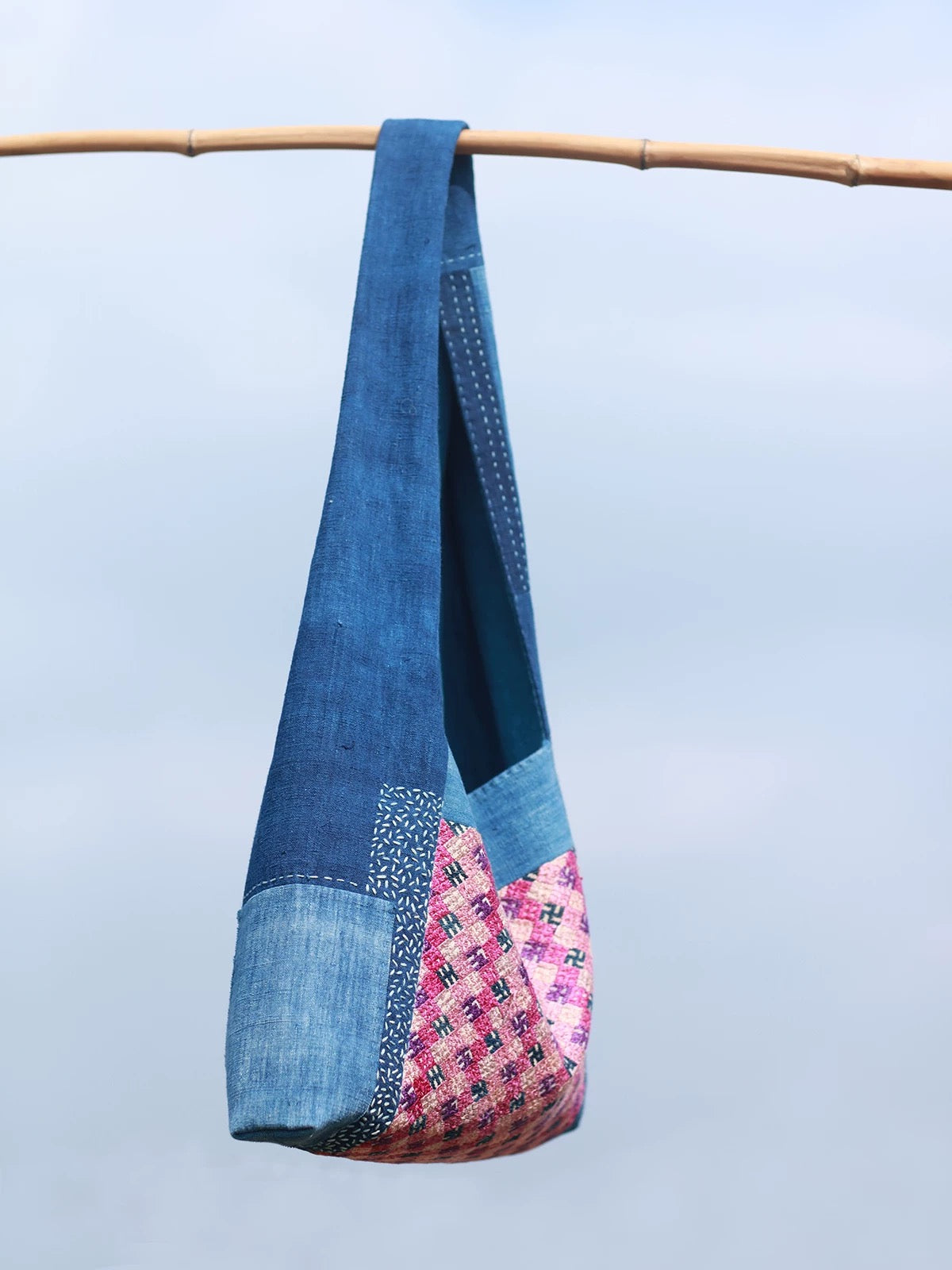Quiet Days | Vintage Zhuang Brocade & Indigo Weave Slouchy Bag