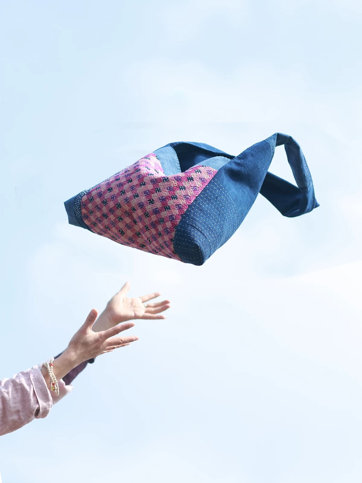 Quiet Days | Vintage Zhuang Brocade & Indigo Weave Slouchy Bag