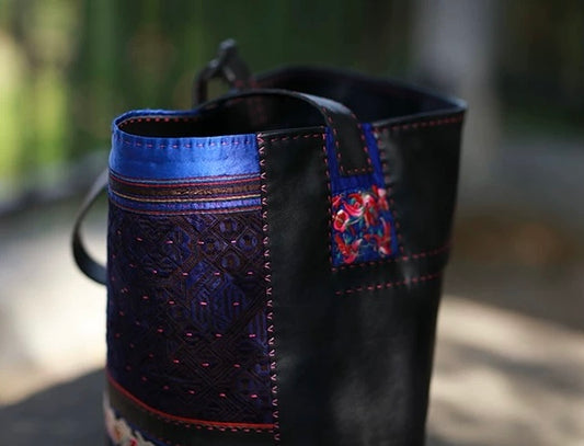 Evening Blue | Vintage Miao Hand-Embroidered Crescent Bag
