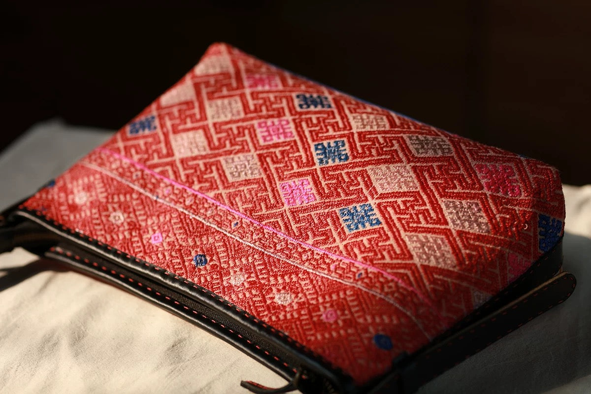 Radiant Blessing | Vintage Zhuang Hand-Embroidered Reversible Hobo Bag