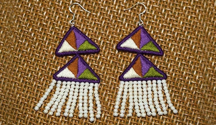 Ridge Palette | Hand-Embroidered Yi Satin-Stitch Drop Earrings