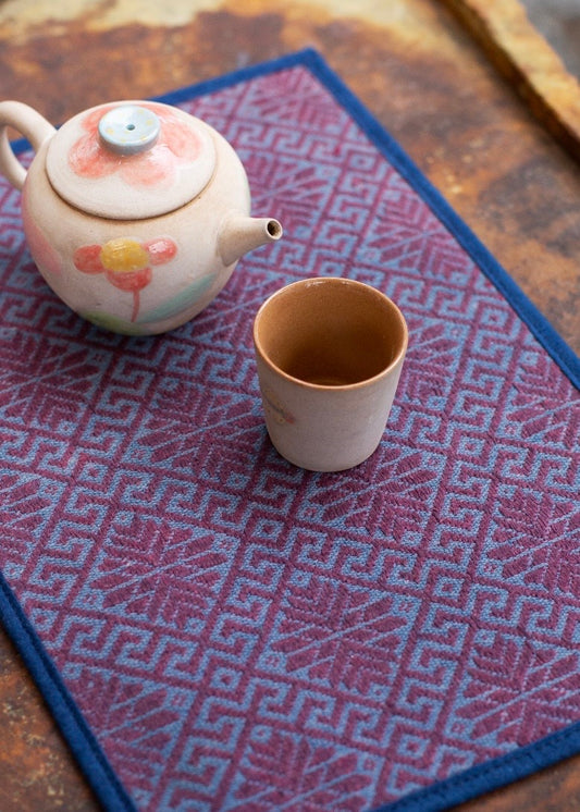 A Quiet Ground for Long Beginnings | Vintage Zhuang Brocade Tea Mat