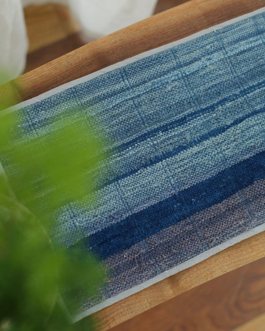 A Surface Recolored by Time | Naturally Dyed Indigo Tea Mat