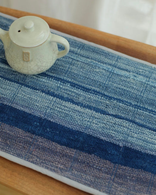 A Surface Recolored by Time | Naturally Dyed Indigo Tea Mat