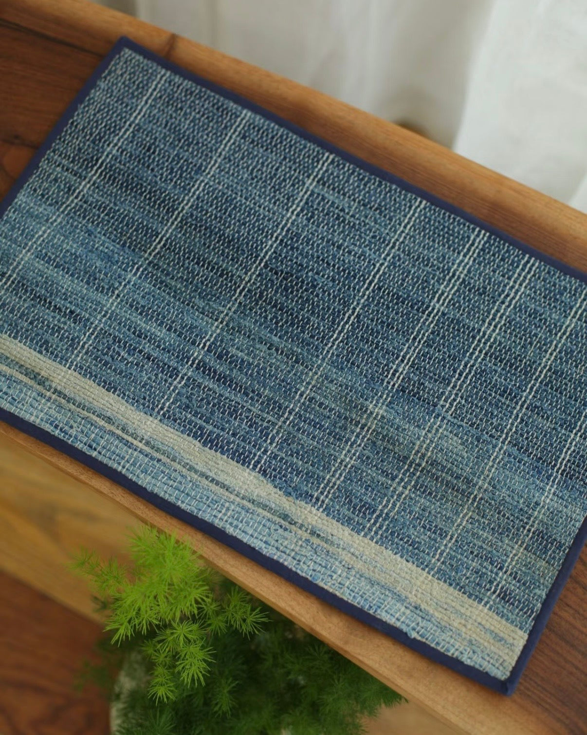 A Mat Shaped by Time | Indigo Tea Mat from Vintage Cloth
