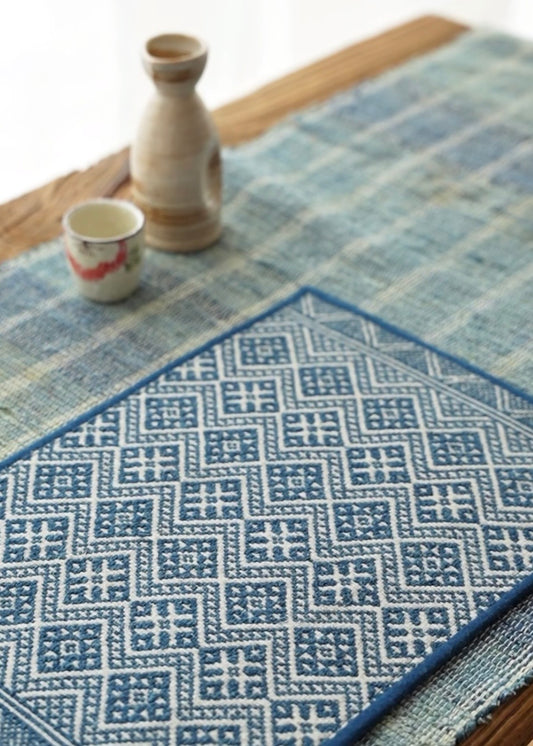 Vintage Zhuang Brocade Tea Mat | Octagonal Star Motif