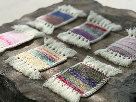 Rag Weaving Coasters | Fringed (Small Set)