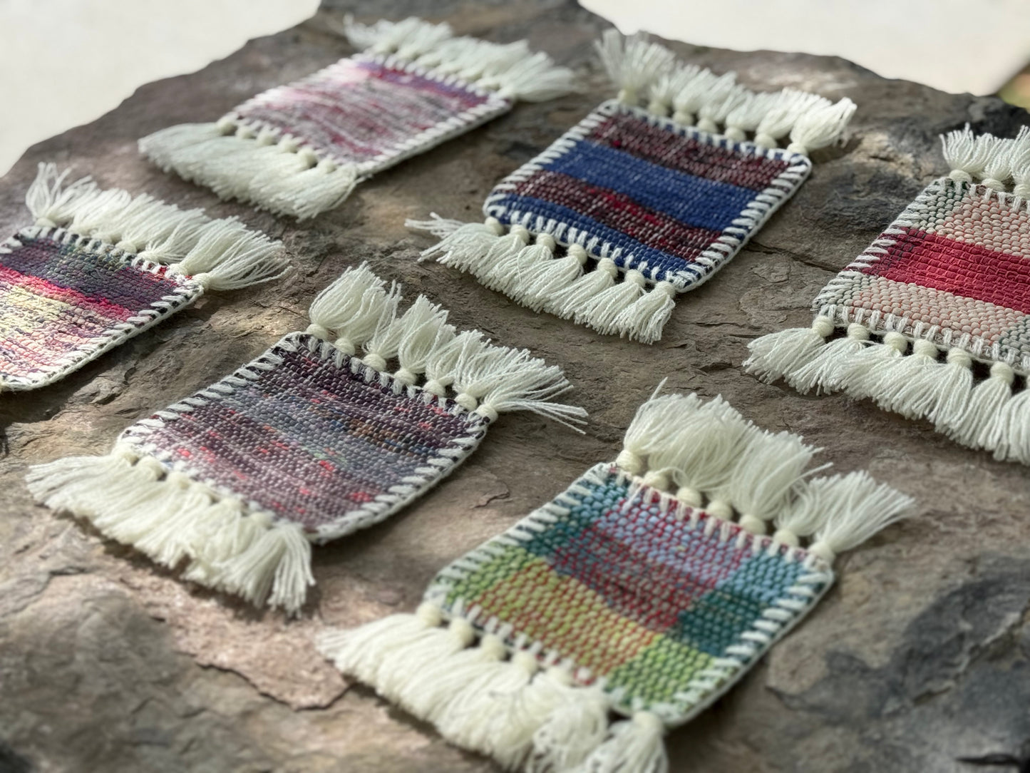 Rag Weaving Coasters | Fringed (Small Set)