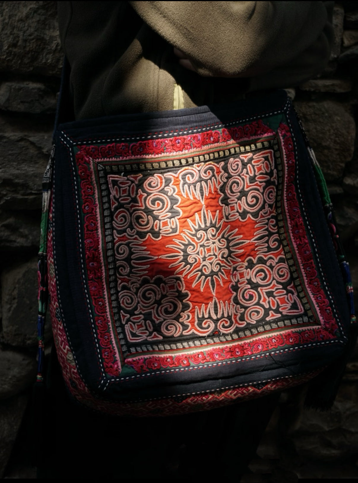 Ember’s Whisper | Vintage Yi Hand-Embroidered Crossbody Bag