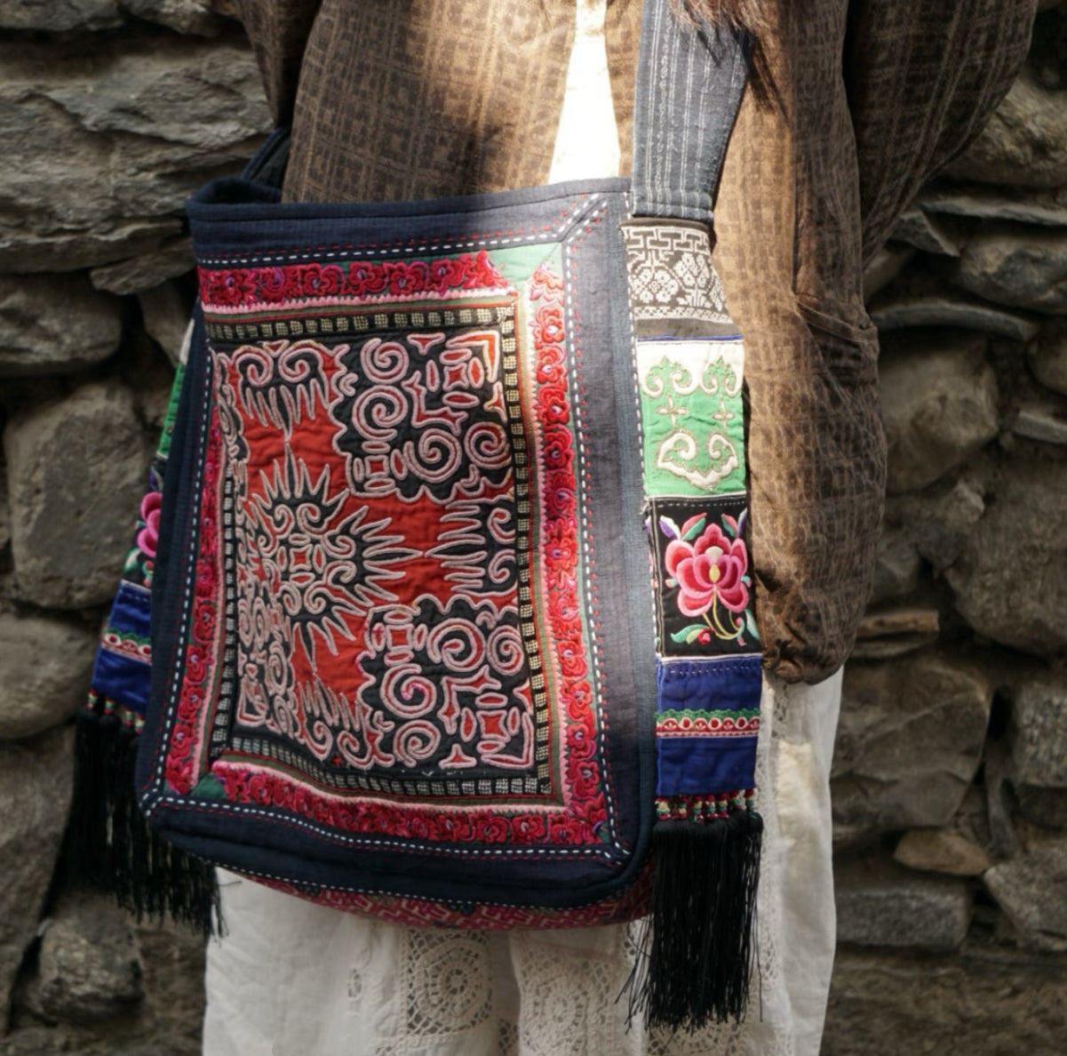 Ember’s Whisper | Vintage Yi Hand-Embroidered Crossbody Bag
