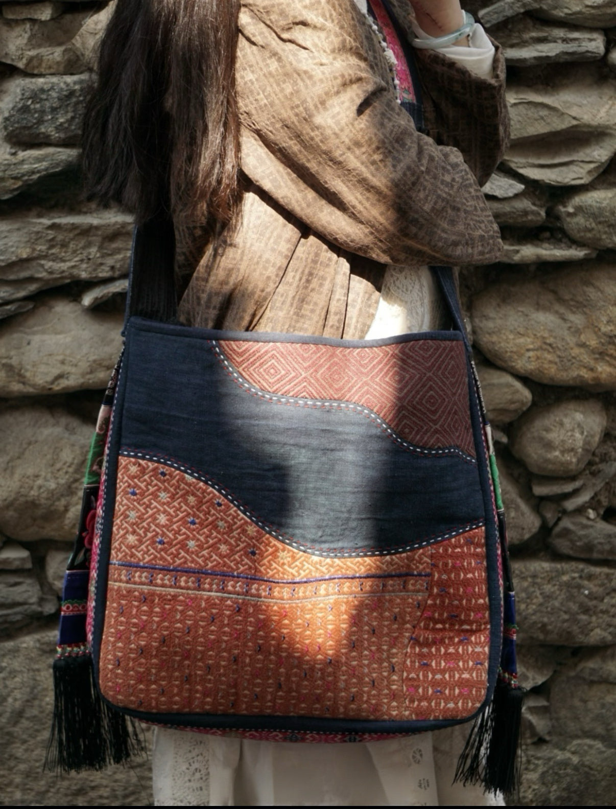 Ember’s Whisper | Vintage Yi Hand-Embroidered Crossbody Bag
