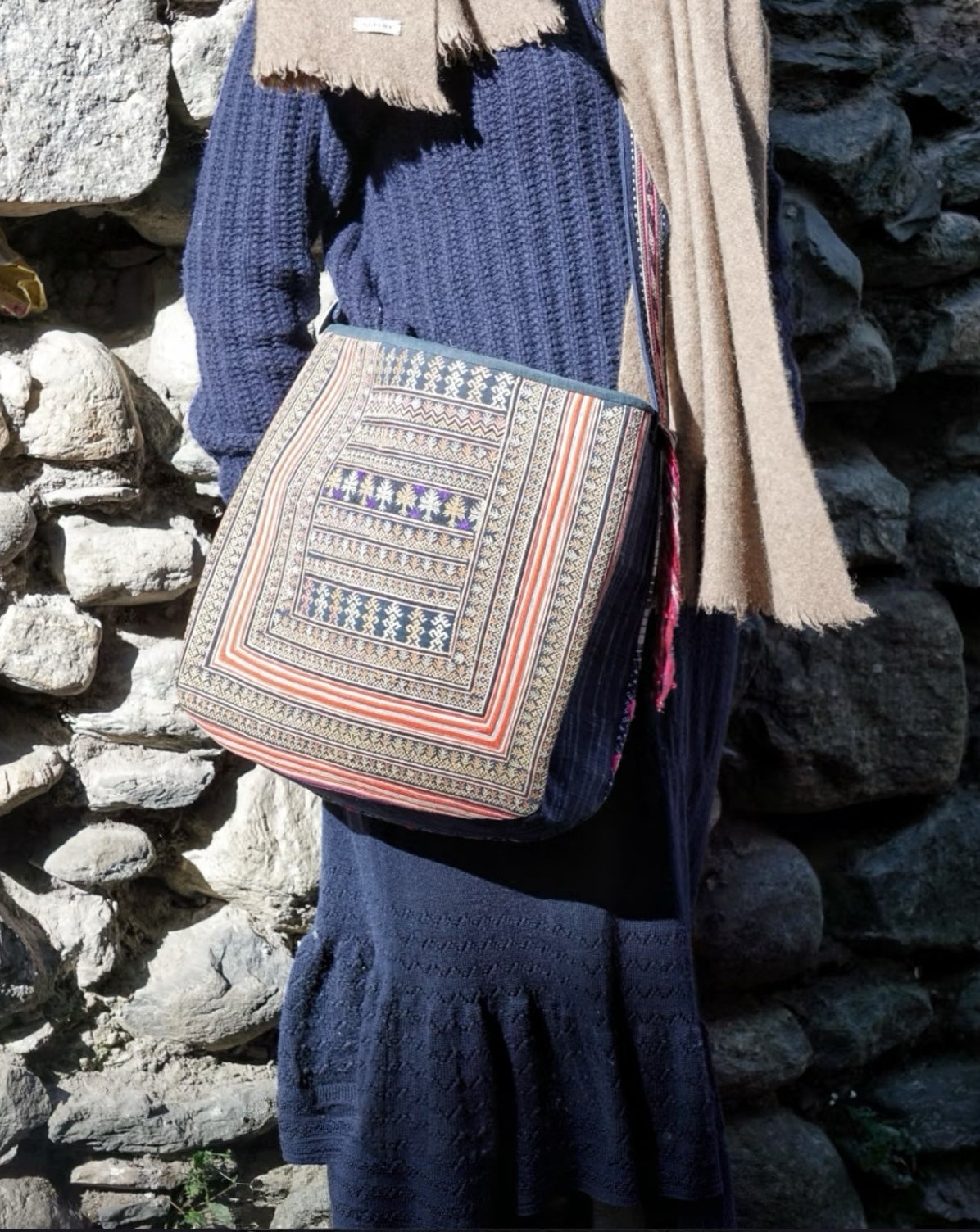 Echoes of Hope | Vintage Yao Hand-Embroidered Crossbody Bag